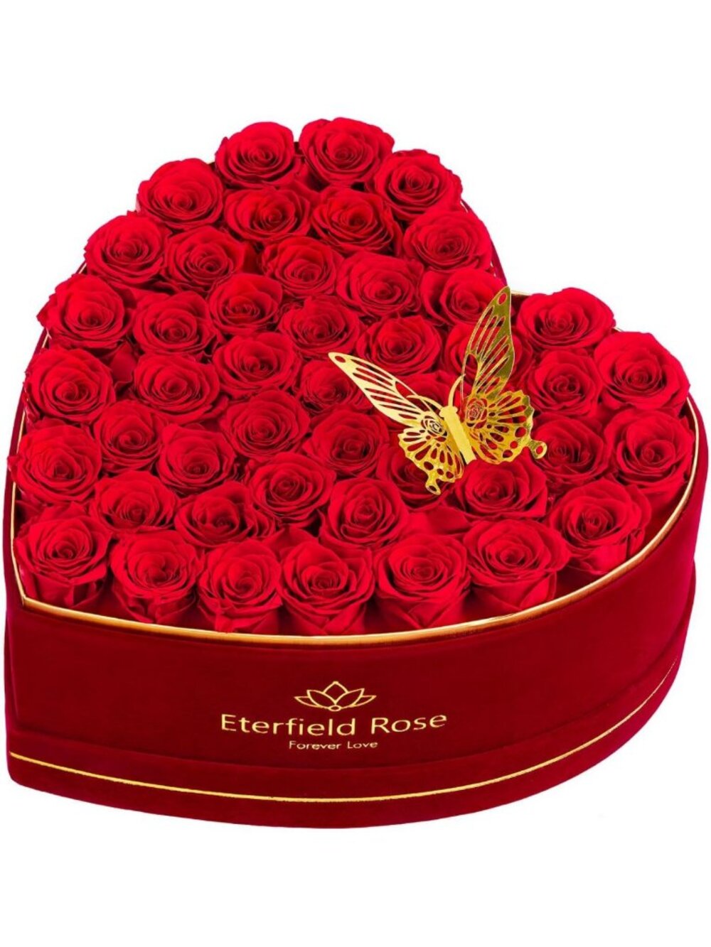 47 Forever Flowers in Heart Shape Box Preserved Roses Gift for Her,Red